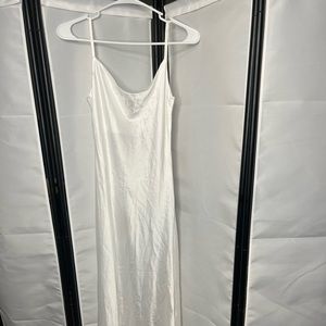 White silk or slip dress